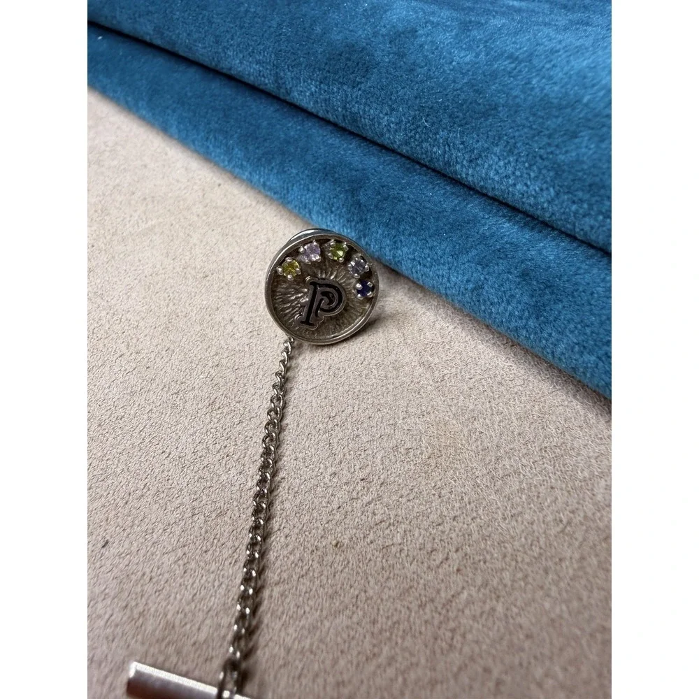 Tiara Exclusives Silver Tone Multi Stone Letter P Tie Tac Pin Sales Award